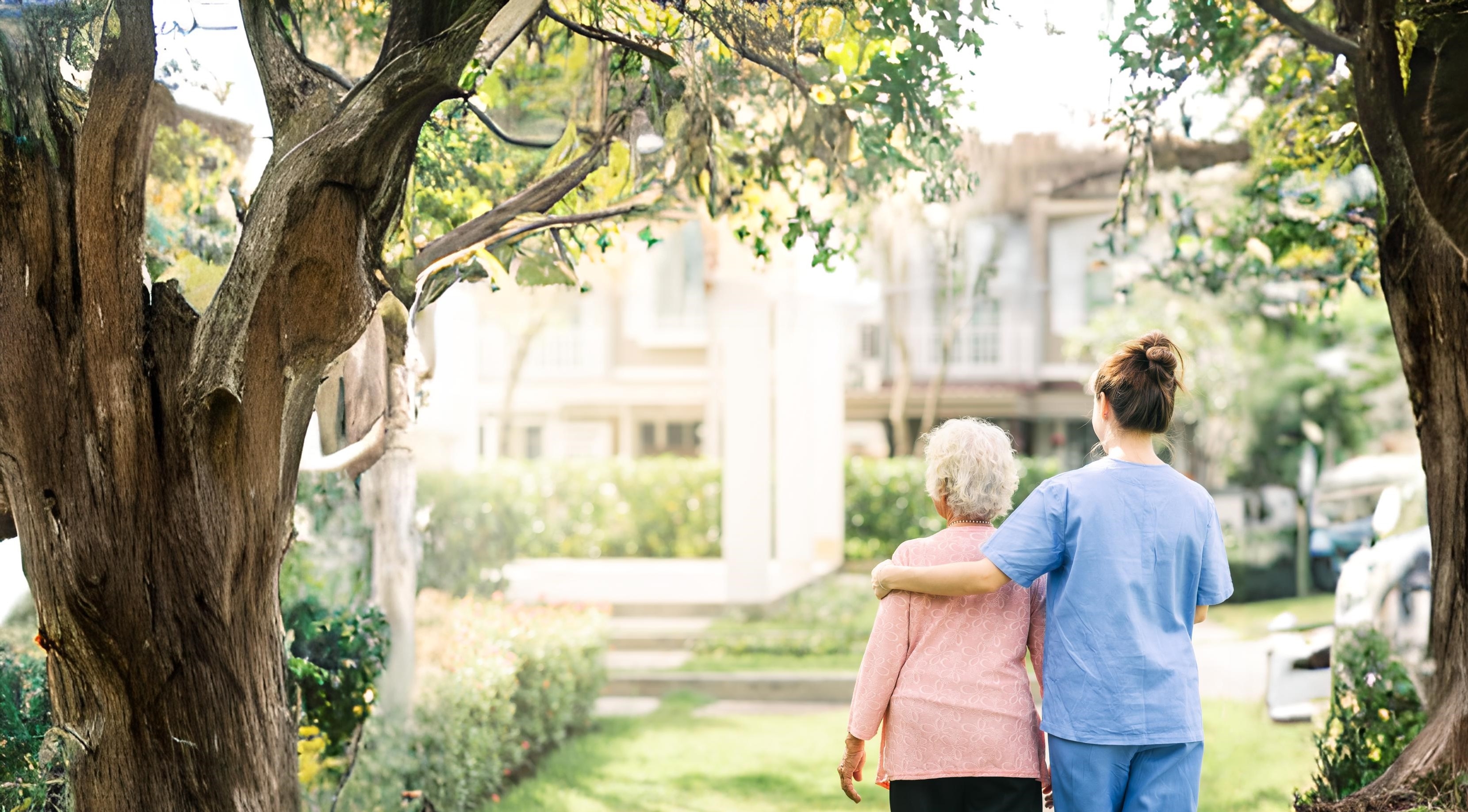 Caregiver assisting a senior in-home